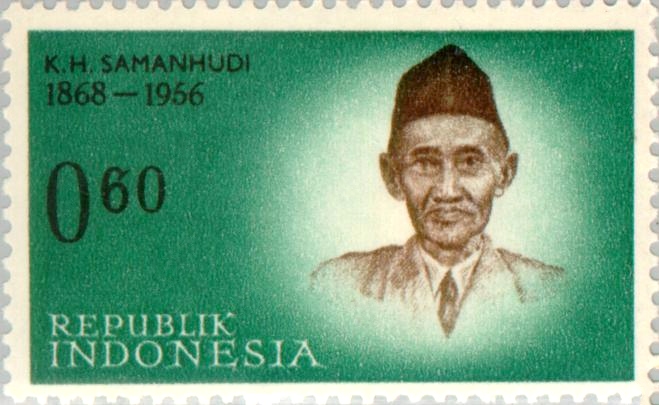 Foto KH. Samanhudi pada meterai 1962 (id.wikipedia.org)