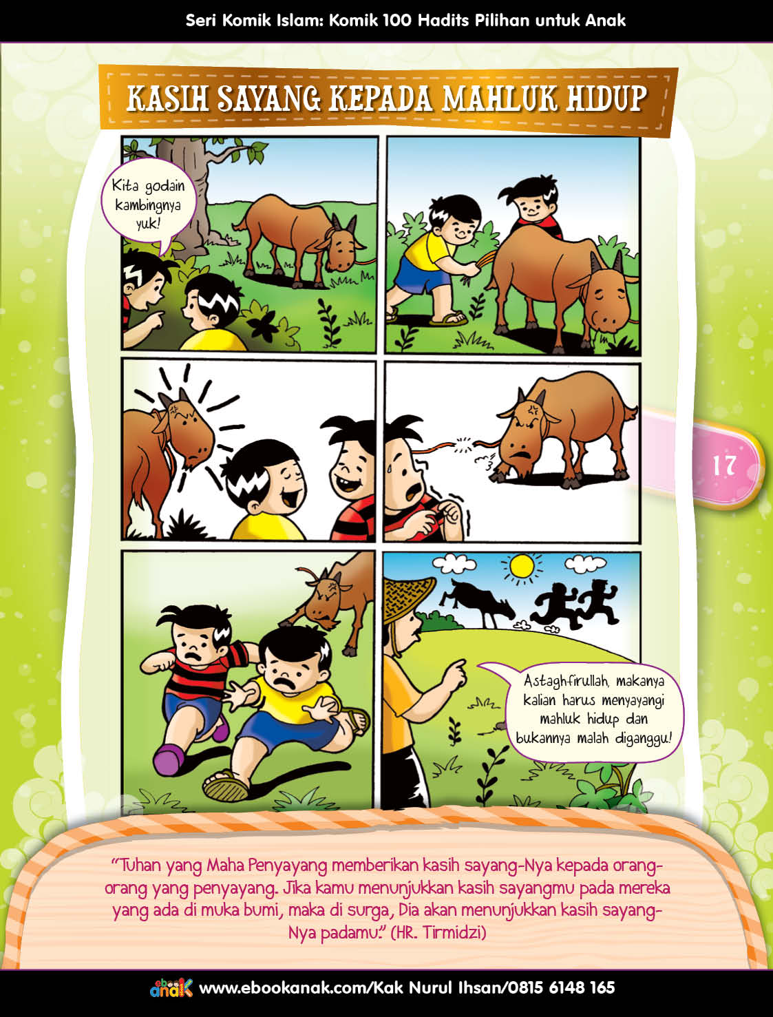 100 Komik Hadits Pilihan untuk Anak, Kasih Sayang Kepada Makhluk Hidup
