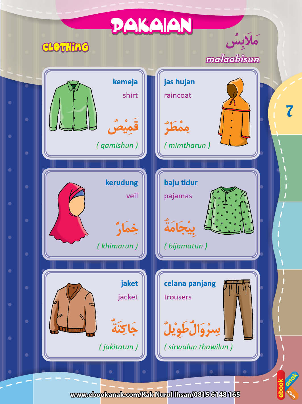 Kamus Bergambar 3 Bahasa Pakaian