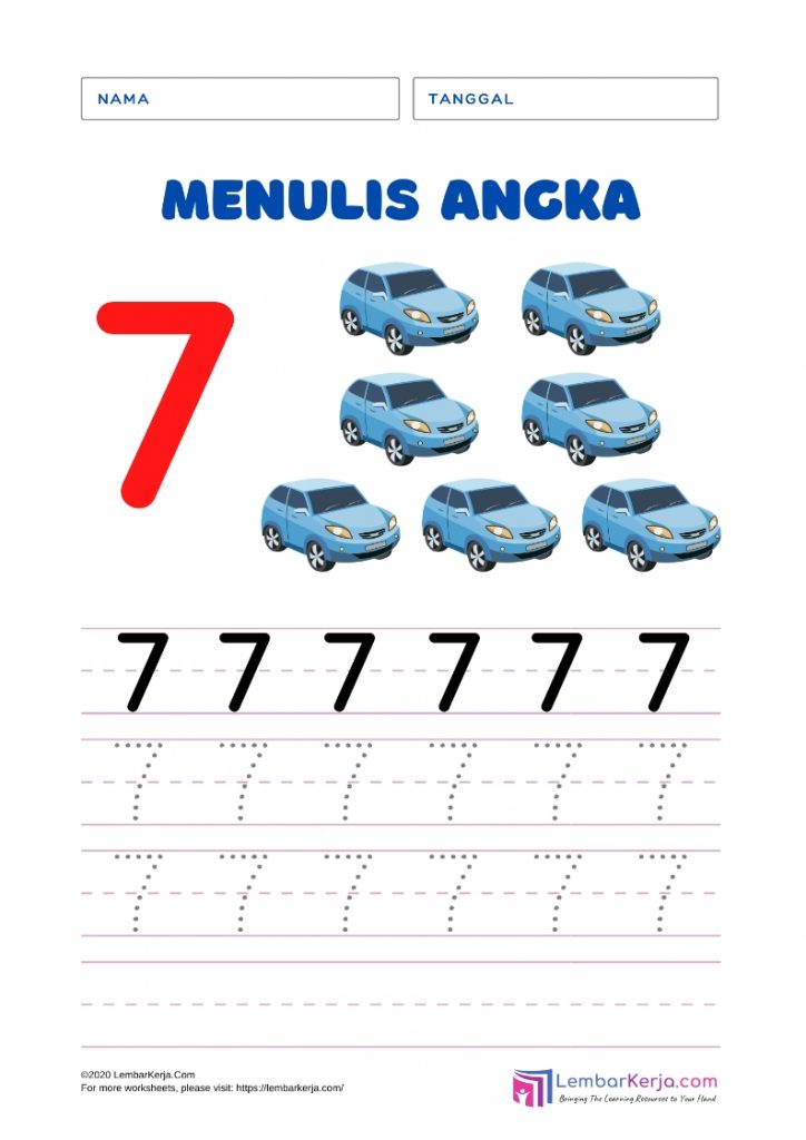 Menulis Angka 7 Seri Transportasi