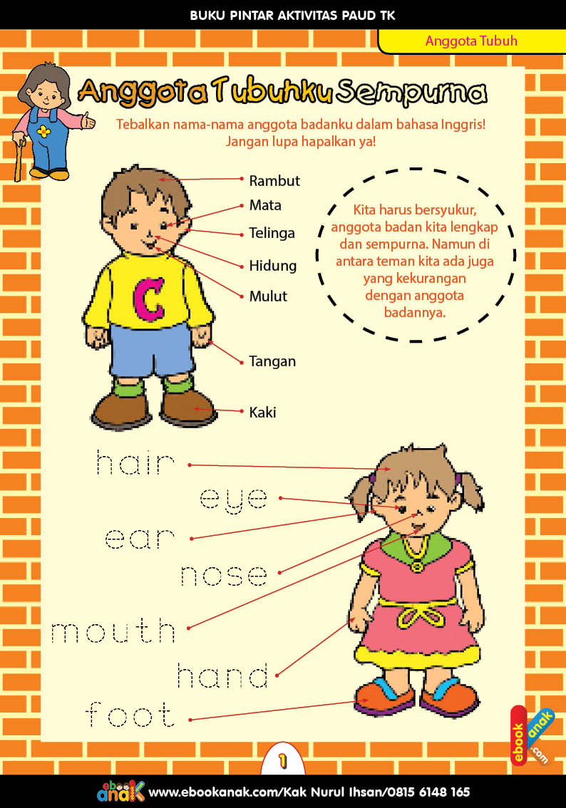 Buku Pintar Aktivitas PAUD TK, Anggota Tubuhku Sempurna (3)