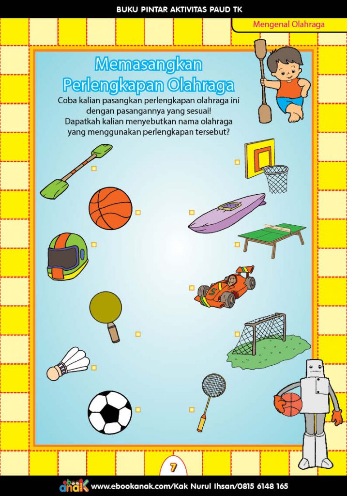 Buku Pintar Aktivitas PAUD TK Memasangkan Perlengkapan Olahraga