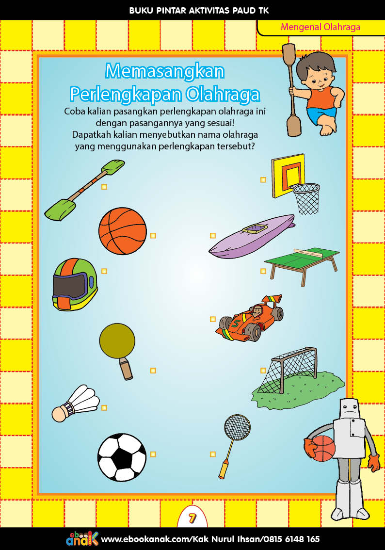 Buku Pintar Aktivitas PAUD TK Memasangkan Perlengkapan Olahraga