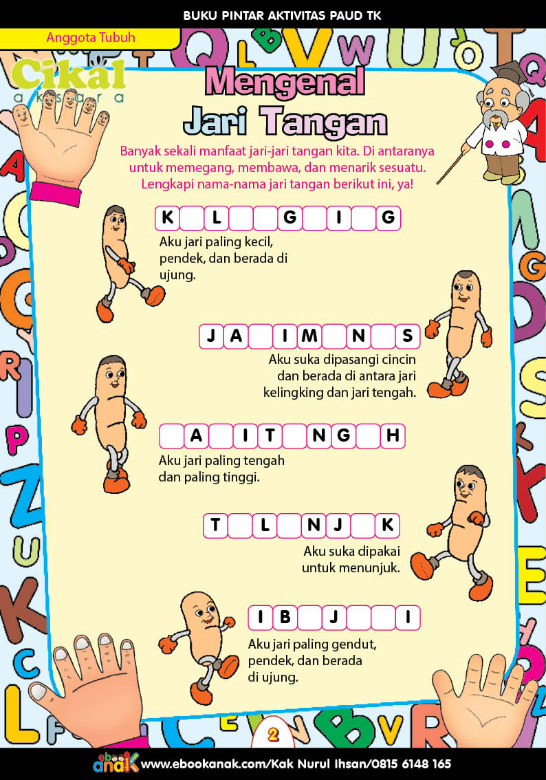 Buku Pintar Aktivitas PAUD TK Mengenal Jari Tangan