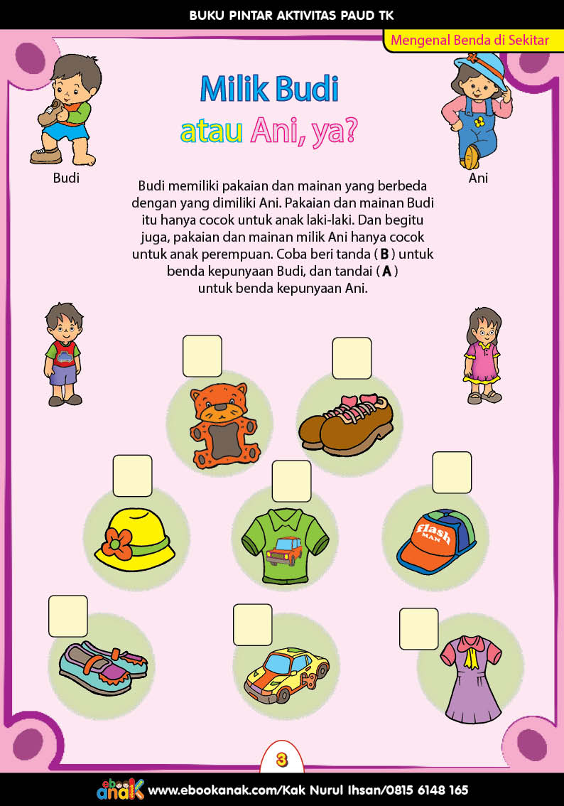 Buku Pintar Aktivitas PAUD TK Milik Budi atau Ani, ya