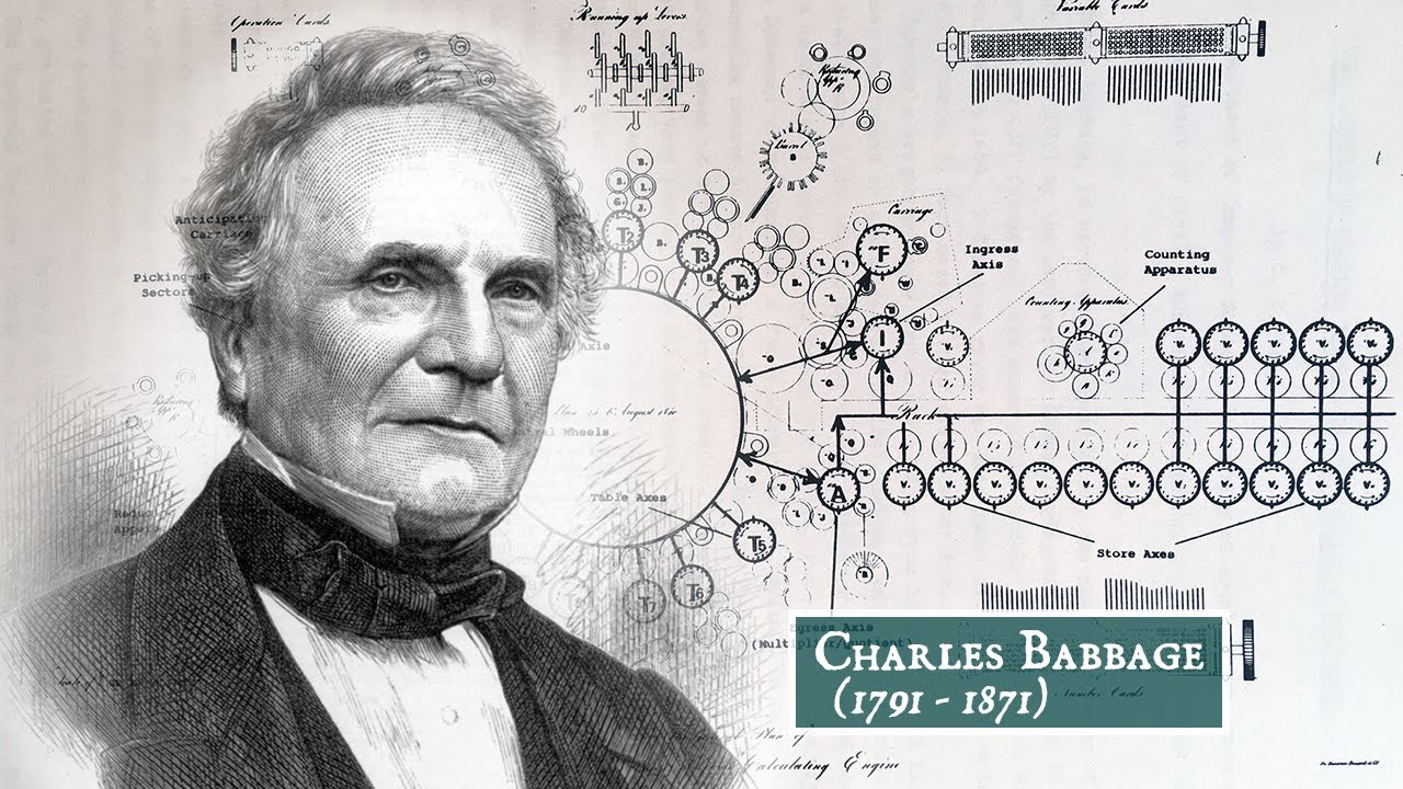 Charles Babbage bersama rancangan komputernya. (Gambar Youtube)