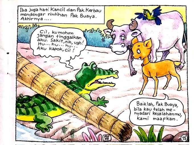 Dongeng Kancil dan Kerbau Kancil dan Pak Kerbau Memaafkan Pak Buaya (15)