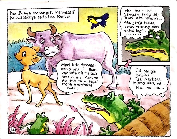 Dongeng Kancil dan Kerbau Pak Buaya Menangis (14)