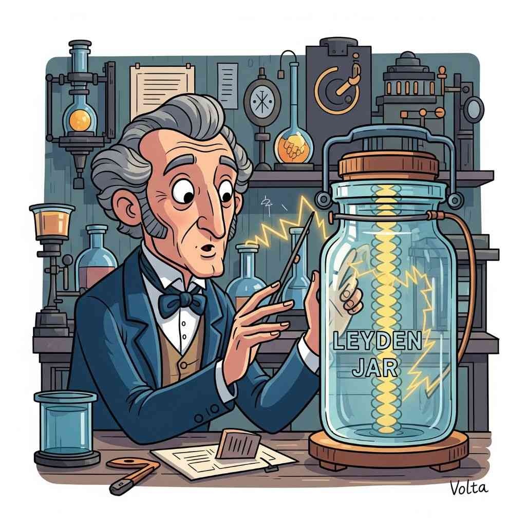 Alessandro Volta sedang meneliti botol leyden (elibrary.id)