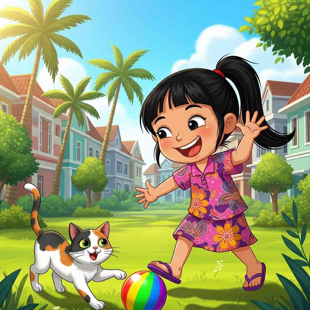 Kiki sedang bermain bole di taman (elibrary.id)
