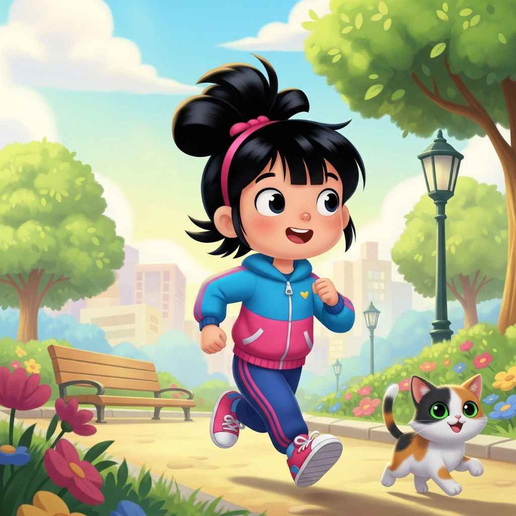 Kiki sedang olahraga lari pagi di taman (elibrary.id)