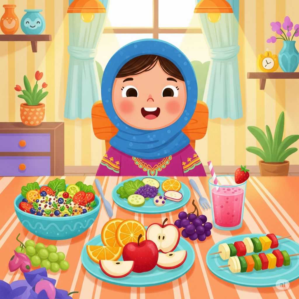 Makanan dan minuman yang sehat, bergizi dan halal. (elibrary.id)