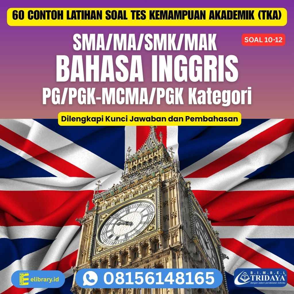 60 Contoh Latihan Soal TKA SMA MA SMK MAK Bahasa Inggris PG, PGK MCMA PGK Kategori (soal 10-12).jpg