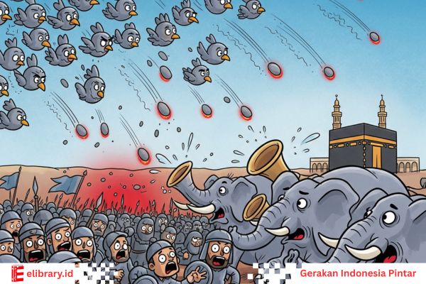 Burung ababil melempari pasukan gajah pimpinan Abrahah dengan batu kerikil yang panas.