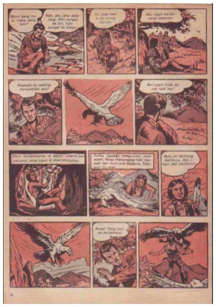 Ilustrasi petualangan tokoh utama dalam komik Wasa Karl May.
