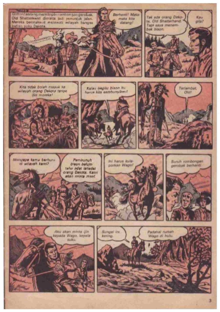 Halaman komik Wasa karya Karl May dalam seri Album Cerita Ternama Gramedia era 70an.