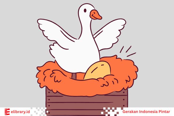 Seekor angsa putih ajaib yang dapat bertelur emas.