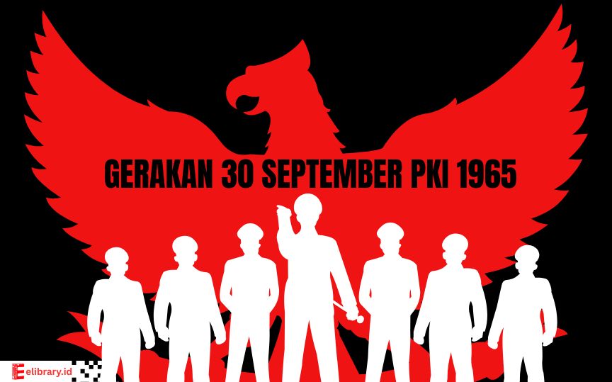 Infografik sejarah lengkap Gerakan 30 September PKI 1965: kronologi peristiwa, tokoh penting, dan fakta sejarah berdasarkan sumber valid sejarawan Indonesia.