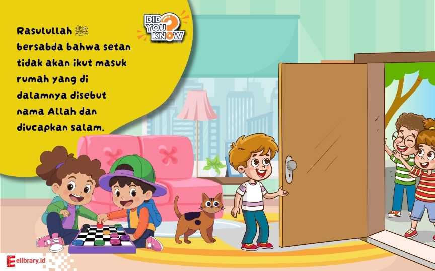 Anak Muslim mengucapkan salam saat masuk rumah