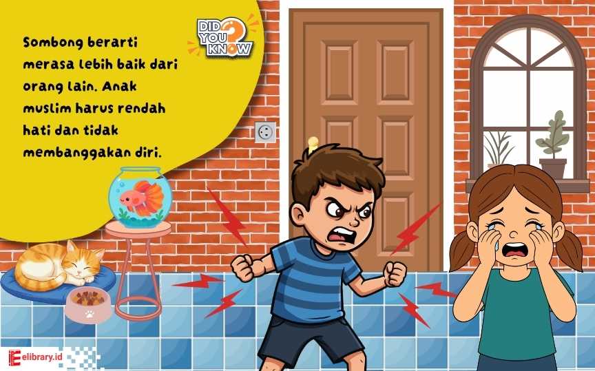 Anak muslim bersikap rendah hati kepada teman.