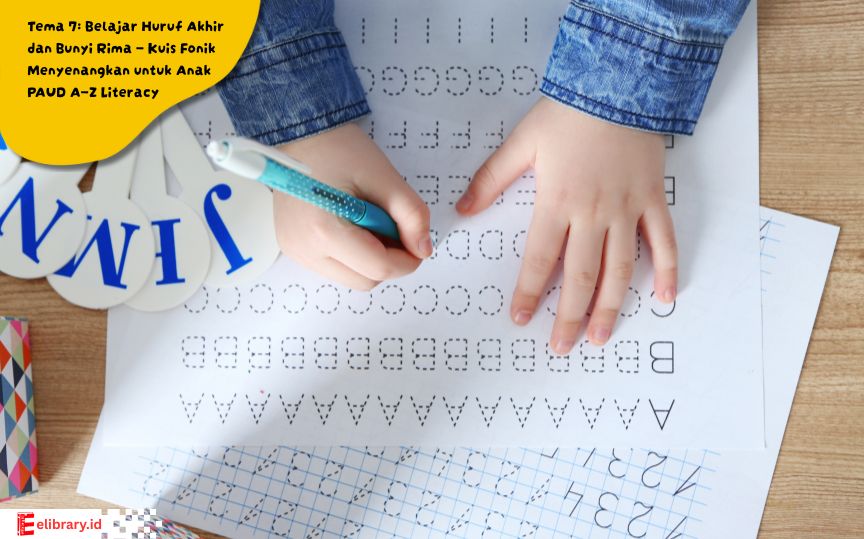 Anak PAUD belajar mengenal huruf akhir dan bunyi rima lewat permainan fonik interaktif dan lagu edukatif.
