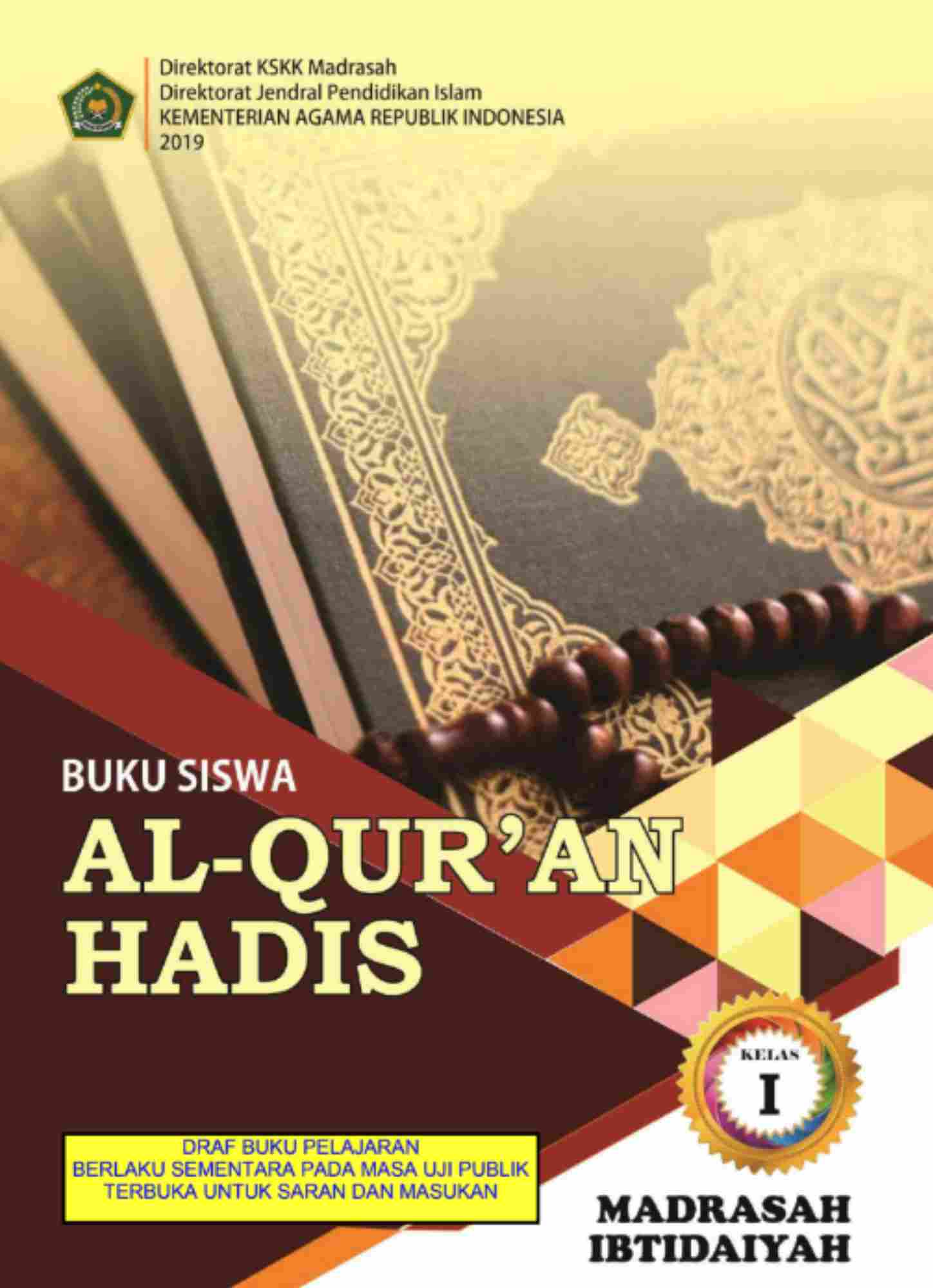 Alquran Hadis Kelas 1 Buku Siswa Madrasah Ibtidaiyah