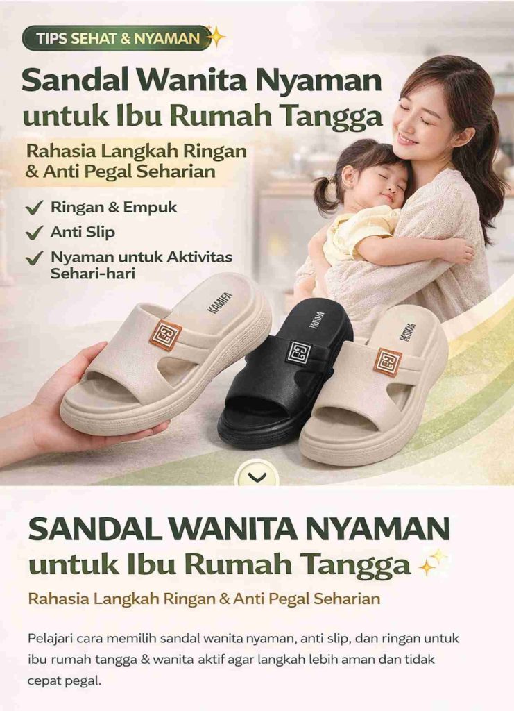 Panduan memilih sandal wanita yang nyaman, ringan, dan aman untuk aktivitas harian agar kaki tidak pegal dan langkah terasa lebih ringan