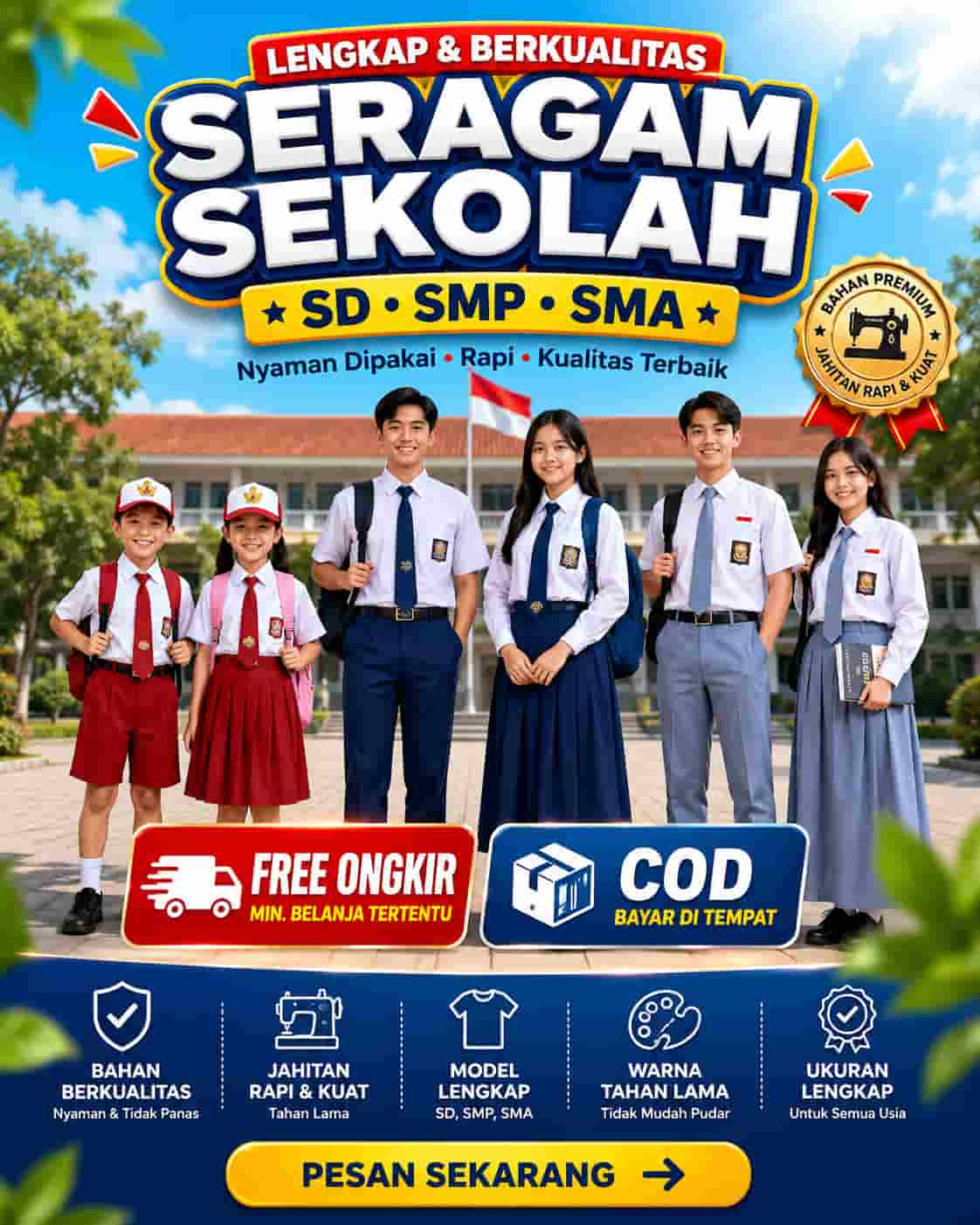 Seragam Sekolah SD SMP SMA Lengkap