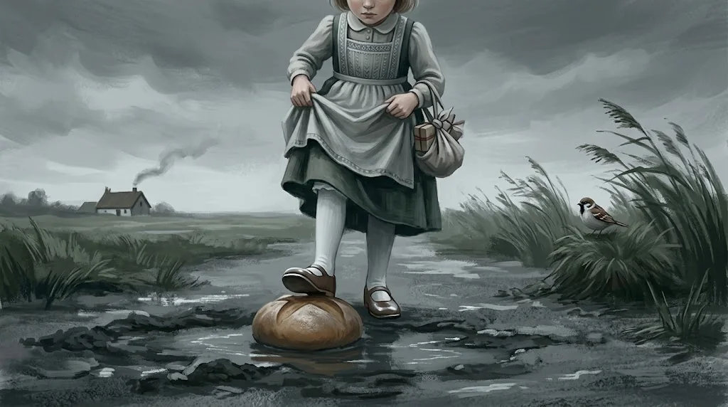 Ilustrasi Inger dalam dongeng Anak Perempuan yang Menginjak Roti karya Hans Christian Andersen.